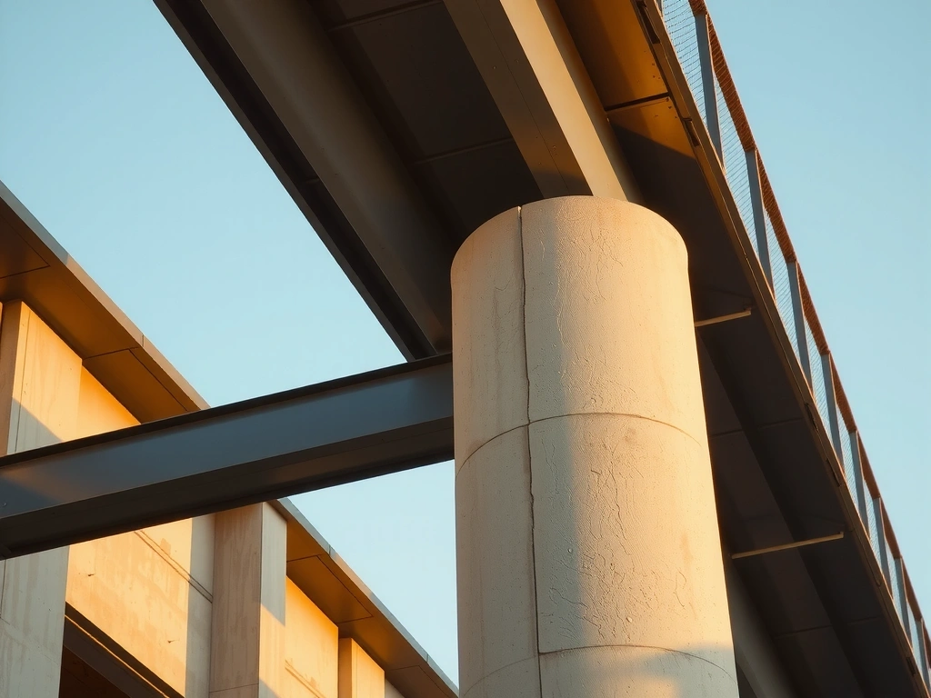 Detail ocelového nosníku a betonu